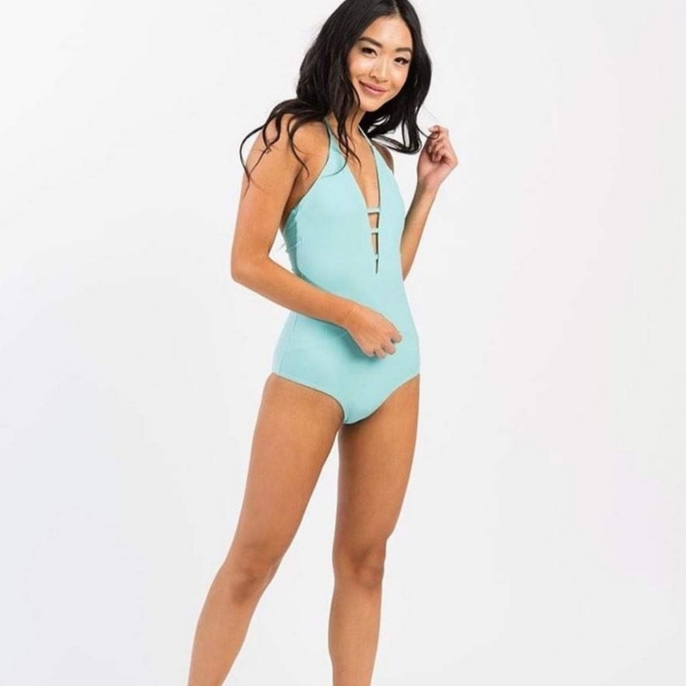 ZYIA Turquoise Grid Swimsuit Small